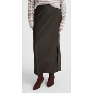 Madewell | NWT Satin Maxi Slip Skirt Midnight Olive | Sz 2